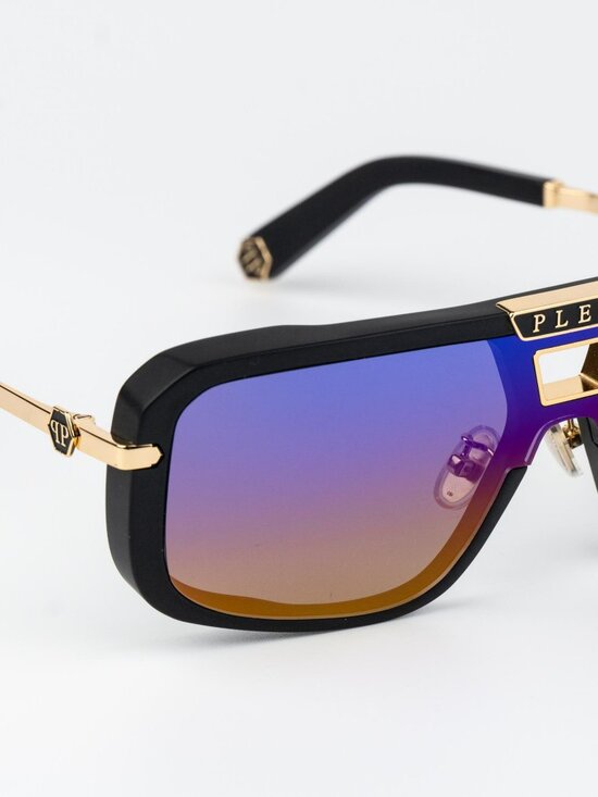 Philipp Plein Women Sunglasses Black Smoke Rainbow Mirror Pilot SPP008M 703V main image 4